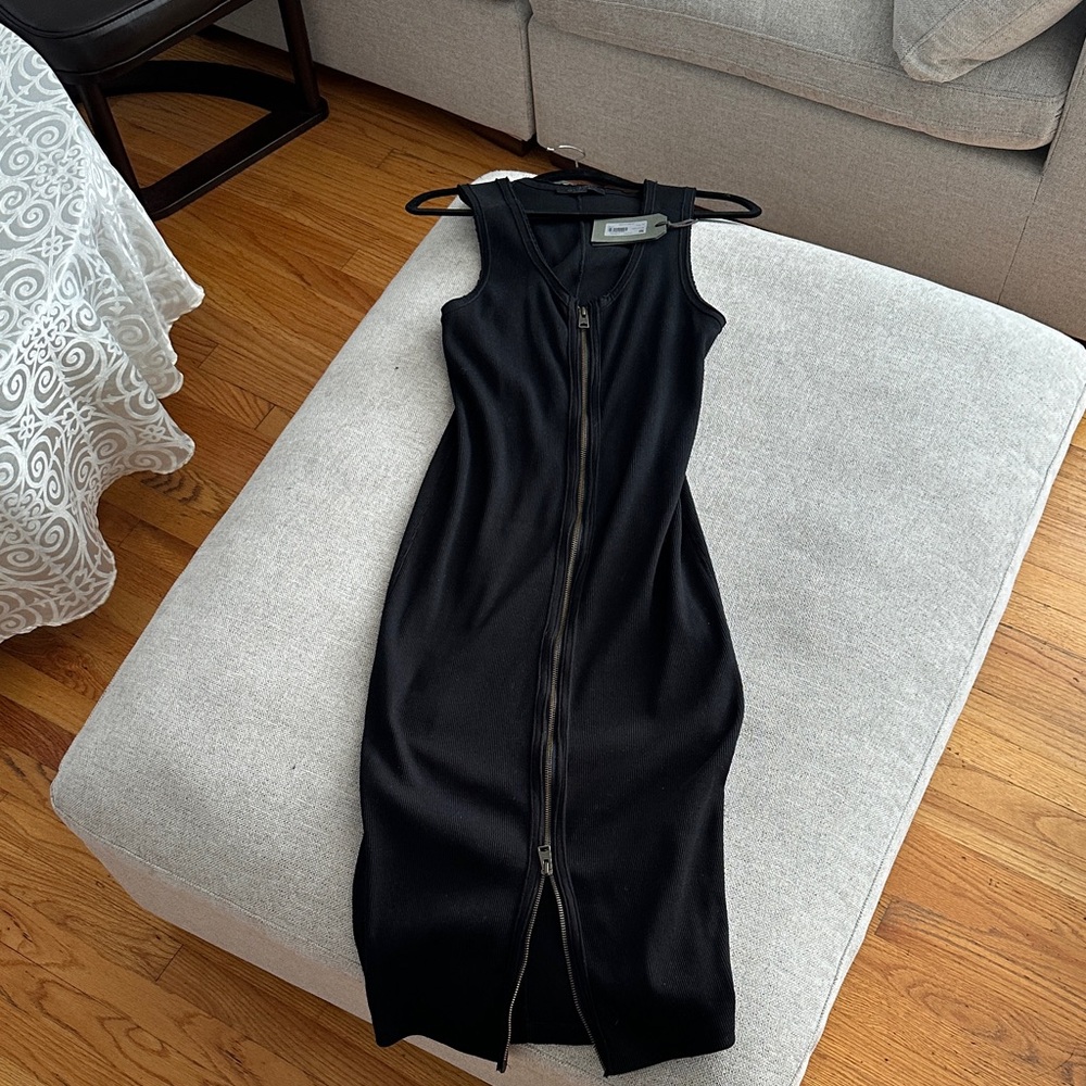 NWT All Saints Alicia Ribbed Zipper Midi Dress
